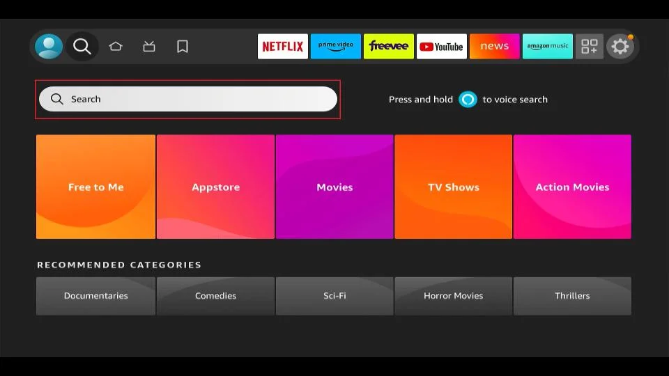 Selecciona “Buscar” y escribe Downloader